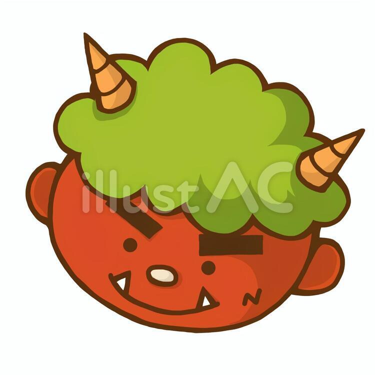 ニヤリと笑う愛嬌のある赤鬼の顔イラスト