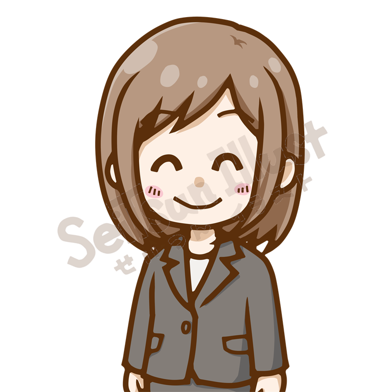 スーツを着てにっこり笑うビジネスウーマンの上半身イラスト