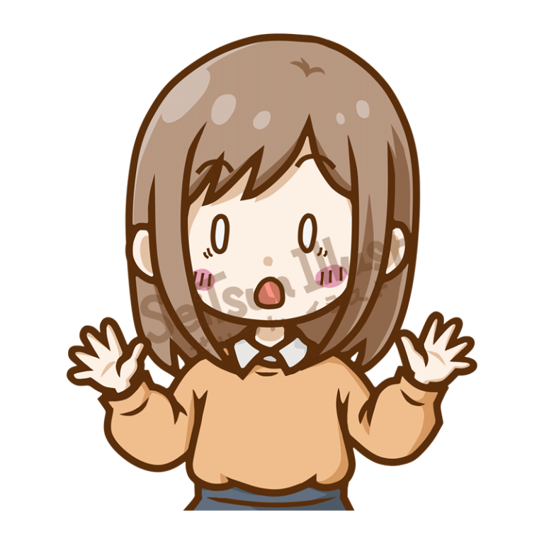 驚いて両手を上げる女の子のイラスト