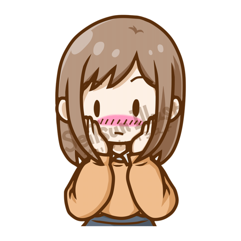 照れてはにかむ女の子のイラスト