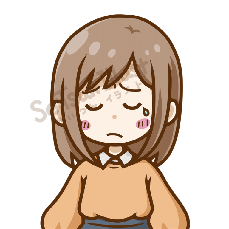 目を閉じて涙を流す悲しそうな女性
